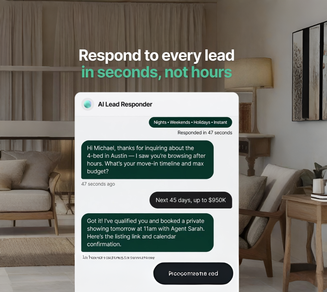 Pinova Assistant: AI-powered real estate lead response and scheduling interface